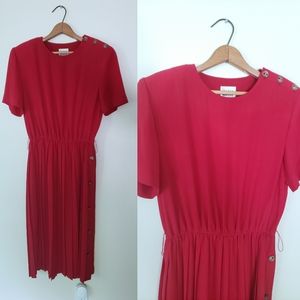 *Vintage* Leslie Fay pleated side button dress